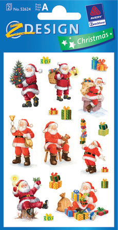 Z-Design 52624 Naklejki papierowe bożonarodzeniowe, błyszczące - Św. Mikołaje 2 