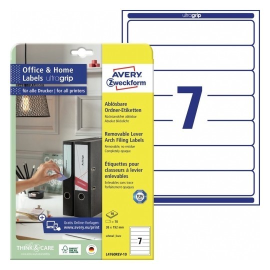 Etykiety na segregator Avery L4760REV-10 192 x 38 70 etykiet usuwalnych