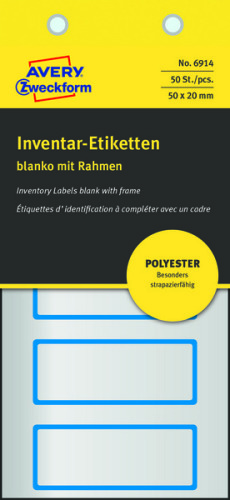 Etykiety inspekcyjne inwentaryzacyjne srebrne Avery Zweckform 6914 50x20 puste