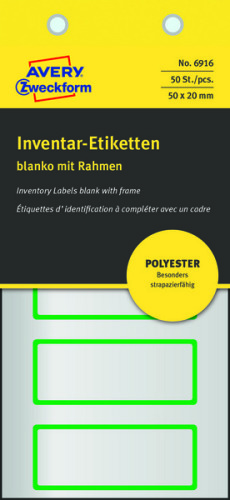 Etykiety inspekcyjne inwentaryzacyjne srebrne Avery Zweckform 6916 50x20 puste