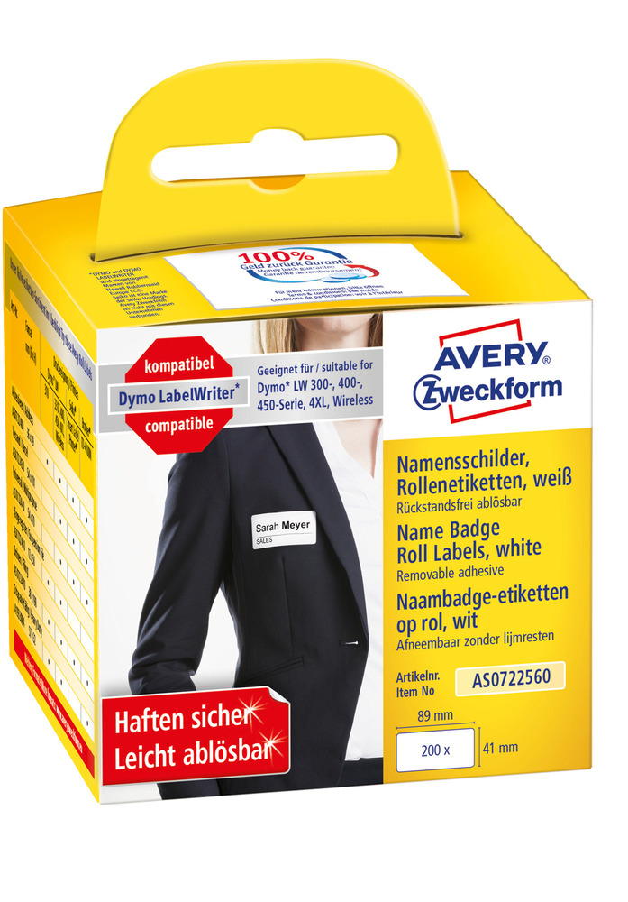 AS0722560 Etykieta identyfikator biały do Dymo LabelWriter 41 x 89mm 200 szt.