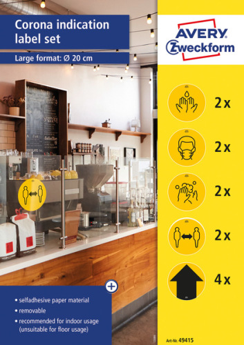 49415 Zestaw etykiet ostrzegawczych - koronawirus USUWALNE
