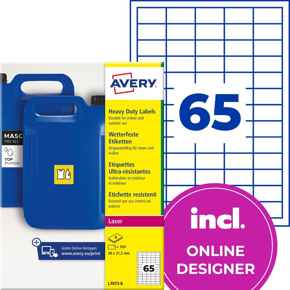 Etykiety do oznaczeń PPWR samoprzylepne foliowe 38x21,2mm białe 520 etykiet
