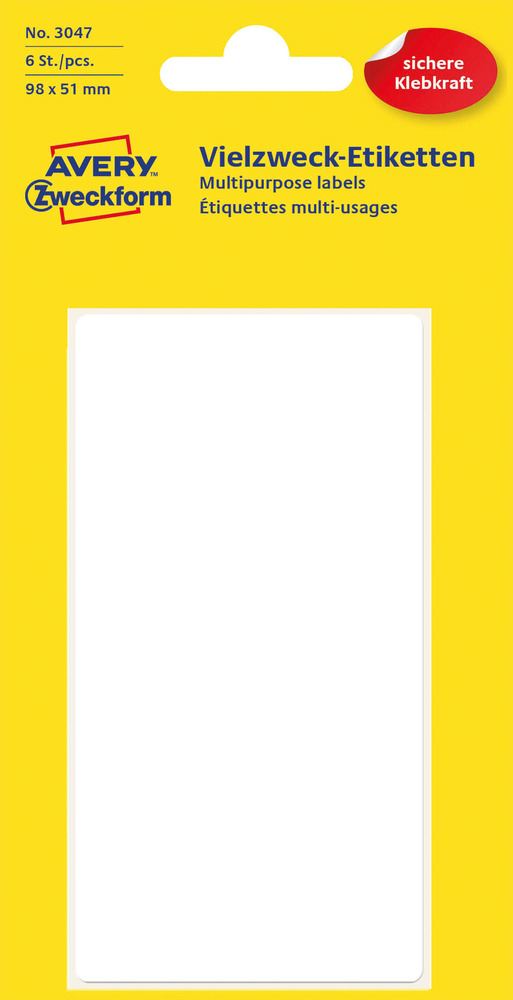 3047 Etykieta trwale przylegająca do odręcznego opisywania 98 x 51mm/6 szt.