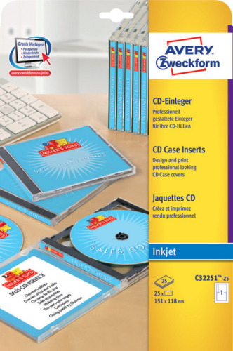 Wkład do pudełka na płyty CD/DVD InkJet Photo Avery Zweckform C32251 - 25 