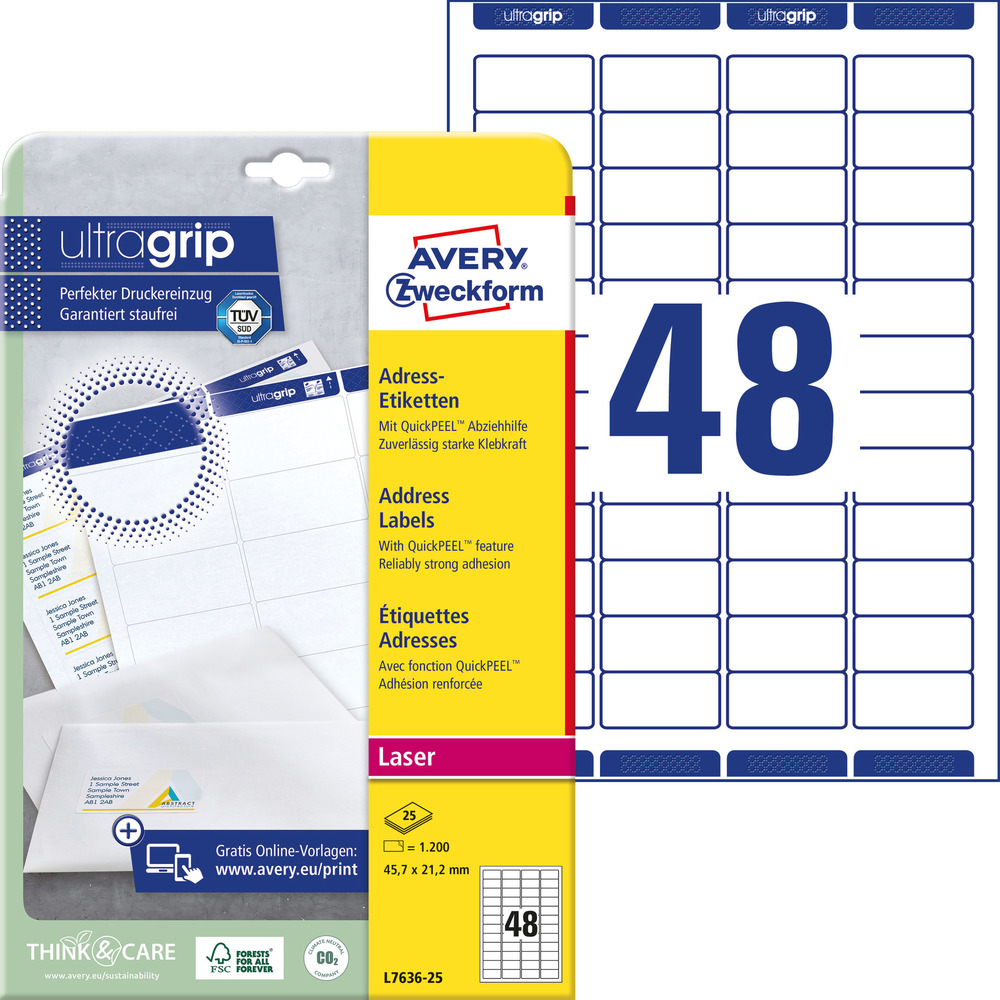 Etykieta adresowa Avery Zweckform L7636 - 25 45,7 x 21,2mm biała 1200 etykiet