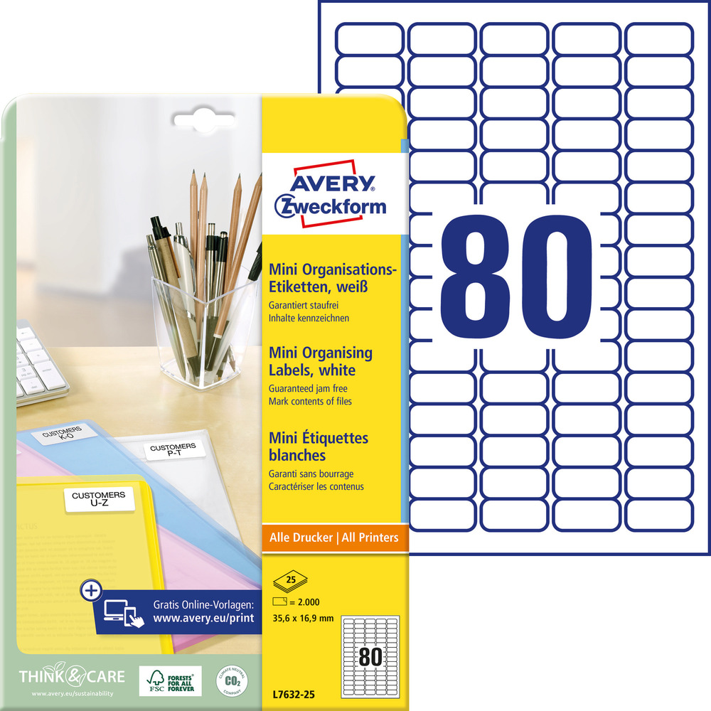 Etykieta samoprzylepna mini Avery Zweckform L7632 - 25, rozmiar 35,6 x 16,9mm