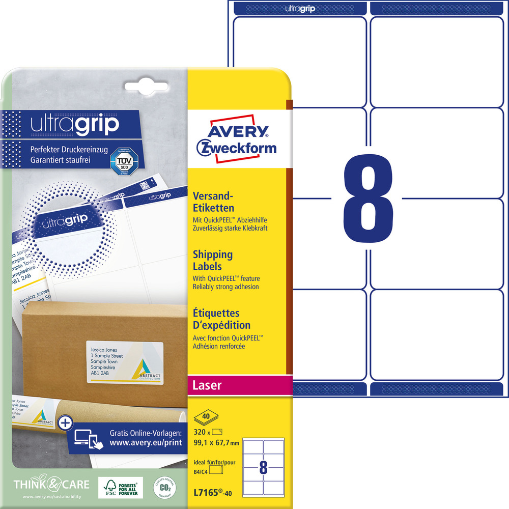 Etykieta wysyłkowa Avery Zweckform L7165-40 Ultra Grip 320 etykiet w op.