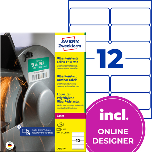 Etykiety polietylenowe Avery Zweckform L7913-10 rozm. 99,1 x 42,3 mm 120 etykiet