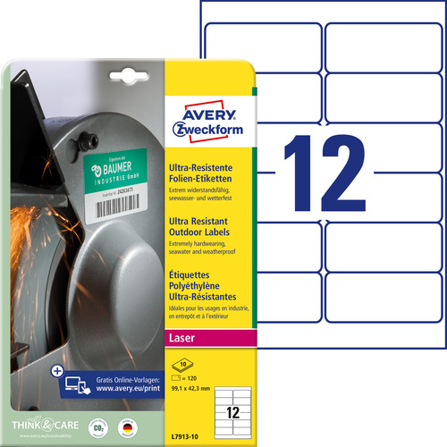 Etykiety polietylenowe Avery Zweckform L7913-10 rozm. 99,1 x 42,3 mm 120 etykiet