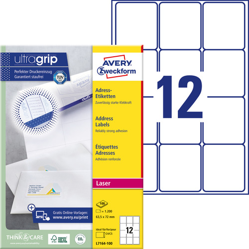 Etykieta adresowa Avery Zweckform L7164 - 100 biała 63,5 x 72 mm 1200 etykiet