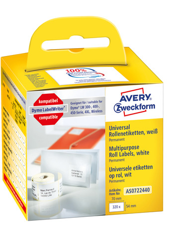 AS0722440 Etykieta uniwersalna na rolce do drukarek Dymo LabelWriter 70x54mm