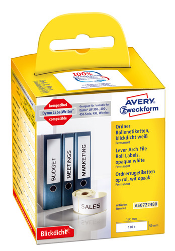 AS0722480 Etykieta na segregator w rolce do drukarek Dymo LabelWriter 190x59mm
