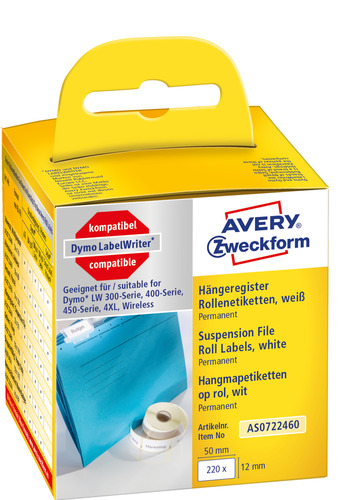 AS0722460 Etykieta do teczek wiszących do drukarek Dymo LabelWriter 50x12mm