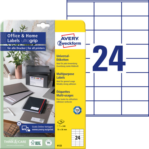 Etykiety uniwersalne Avery Zweckform 6122 rozmiar 70 x 36 mm 240 etykiet