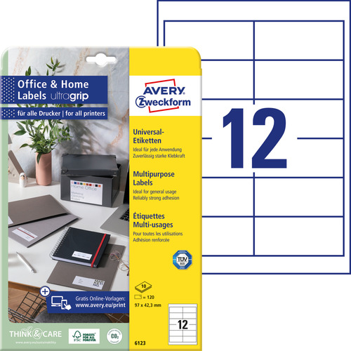 Etykiety uniwersalne Avery Zweckform 6123 rozmiar 97 x 42,3 mm 120 etykiet