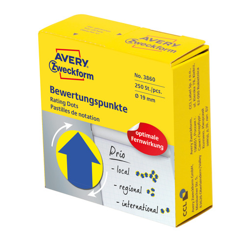 3860 Avery Zweckform Kółka samoprzylepne z grafiką STRZAŁKA 250 szt. Ø19 mm