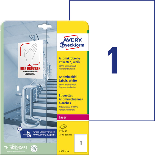 Avery Zweckform L8001-10 Folia samoprzylepna z powierzchnią antydrobnoustrojową