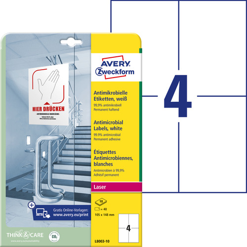 Avery Zweckform L8003-10 Folia samoprzylepna z powierzchnią antydrobnoustrojową