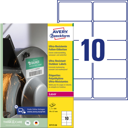Etykiety polietylenowe Avery Zweckform B7173-50 rozm. 99x57mm 500 etykiet