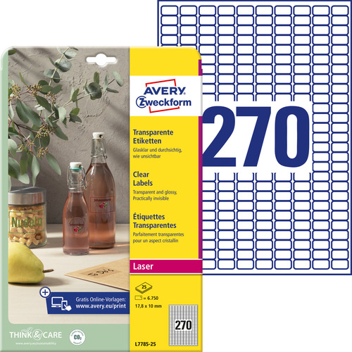 Etykiety foliowe przezroczyste samoprzylepne A4 Avery Zweckform L7785-25