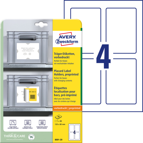 Avery Zweckform 8001-20 Podkład pod etykiety, 120x80 mm, 80 podkładów