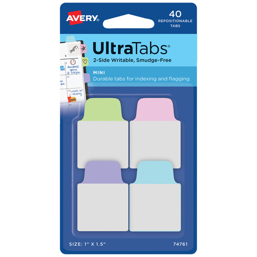 74761 Ultra Tabs samoprzylepne zakładki indeksujące pastelowe roz. 25,4x38, 40 szt.