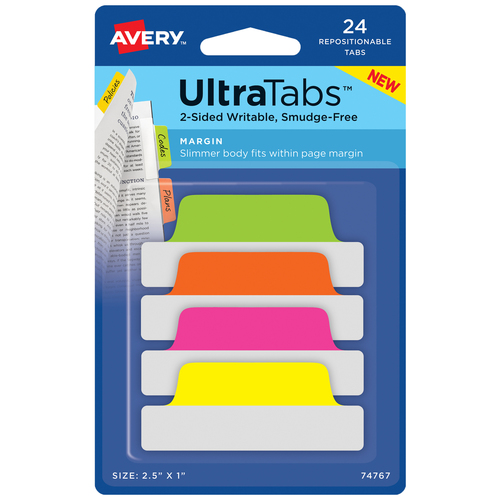 74767 Ultra Tabs samoprzylepne zakładki indeksujące neonowe roz. 63,5x25, 24 szt.