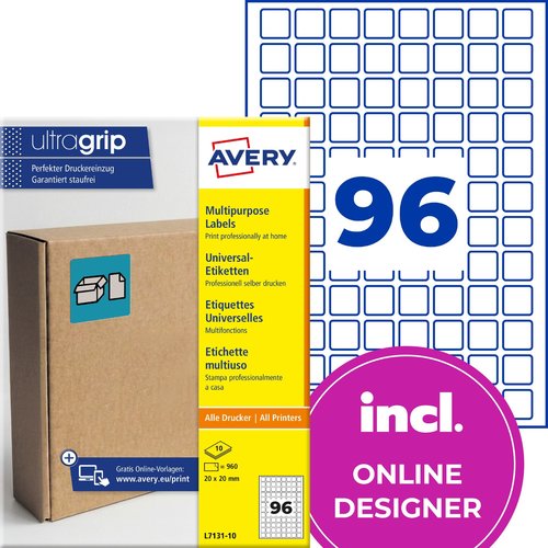 Etykiety do oznaczeń PPWR samoprzylepne papierowe 20x20mm białe 960 etykiet