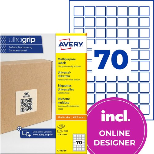 Etykiety do oznaczeń QR samoprzylepne papierowe 25x25mm białe 2100 etykiet