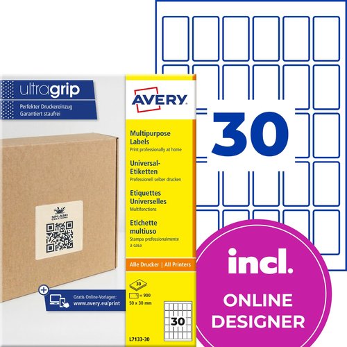 Etykiety do oznaczeń QR samoprzylepne papierowe 50x30mm białe 900 etykiet