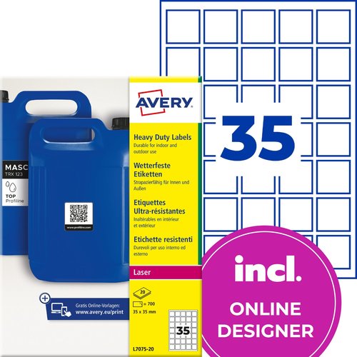 Etykiety do oznaczeń QR samoprzylepne foliowe 35x35mm białe 700 etykiet