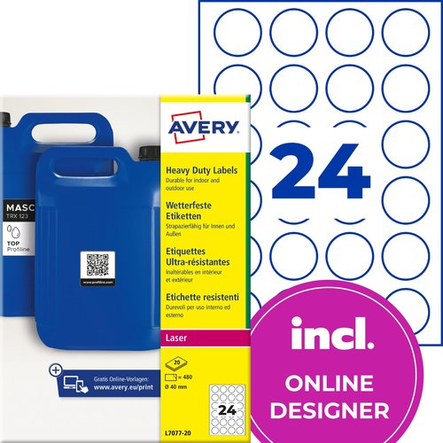 Etykiety do oznaczeń QR samoprzylepne foliowe kółka Ø40 mm białe 480 etykiet