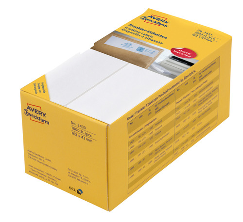 Etykiety adresowe do frankownicy 163x43mm papierowe podwójne 1000 szt. w op.