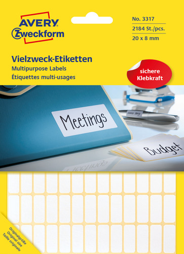 3317 Etykieta trwale przylegająca do odręcznego opisywania 20 x 8mm/2184 szt.