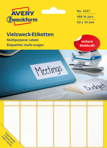 3327 Etykieta trwale przylegająca do odręcznego opisywania 50 x 19mm/486 szt.