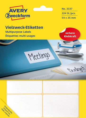 3337 Etykieta trwale przylegająca do odręcznego opisywania 54 x 35mm/224 szt.