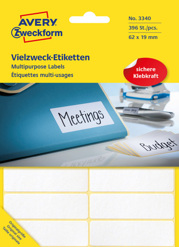 3340 Etykieta trwale przylegająca do odręcznego opisywania 62 x 19mm/392 szt.