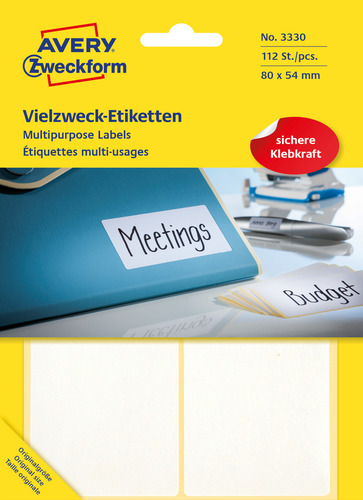 3330 Etykieta trwale przylegająca do odręcznego opisywania 80 x 54mm/112 szt.