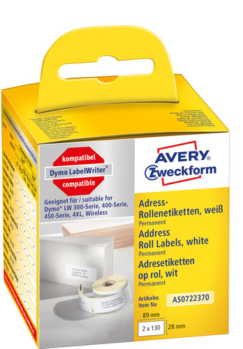 AS0722370 Etykieta adresowa na rolce do drukarek Dymo seria LabelWriter 89x28mm