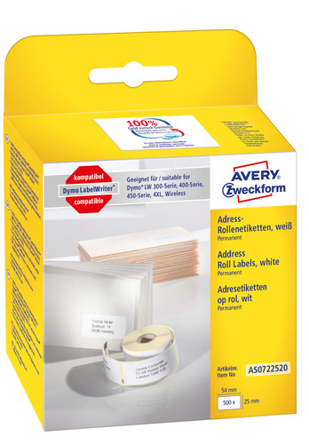 AS0722520 Etykieta adresowa na rolce do drukarek Dymo seria LabelWriter 54x25mm