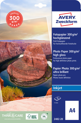 Papier fotograficzny PREMIUM InkJet z połyskiem 300g/m2 rozmiar A4, 15ark