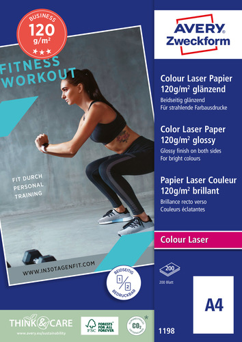 Papier do drukarek laserowych 120g obustronny błyszczący A4 w op. 200 arkuszy