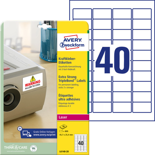 L6140-20 Etykiety mocny klej Triple Bond rozmiar 45,7 x 25,4mm 800 etykiet