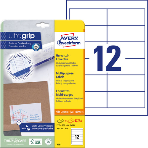 Etykiety uniwersalne QuickPeel Avery Zweckform 4781 rozmiar 97x42,3mm, 300 etyki