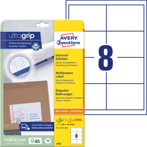 Etykiety uniwersalne QuickPeel Avery Zweckform 4782 rozmiar 97x67,7mm 200 etykie