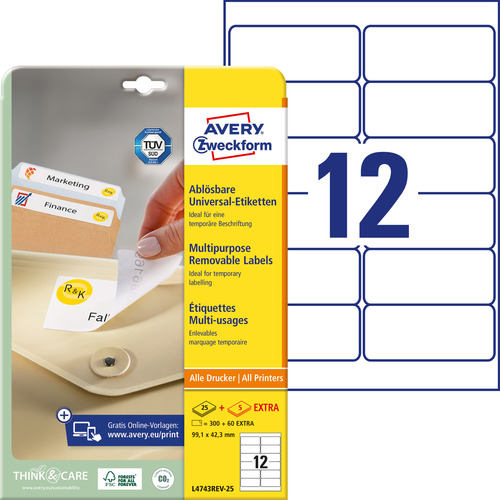 Etykiety papierowe usuwalne L4743REV - 25 rozmiar 99,1 x 42,3mm, 300 szt.