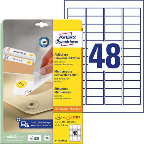 Etykiety papierowe usuwalne L4736REV - 30 rozmiar 45,7 x 21,2mm, 1440 szt.