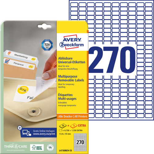 Etykieta papierowa usuwalna L4730REV-25, rozmiar 17,8 x 10mm, 8100 szt.