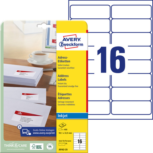 Etykieta adresowa InkJet Avery Zweckform J8162 - 25 99,1 x 33,9mm biała